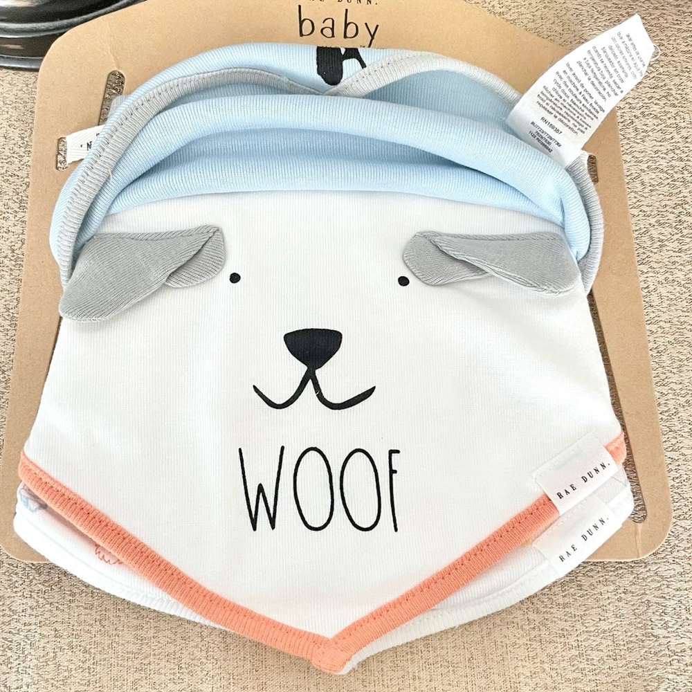 🆕Rae Dunn Set of 3 REALLY, THE DOG DID IT Baby Bandana Bibs - Picture 3 of 5